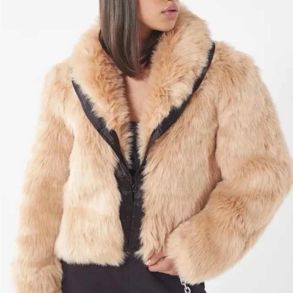 I.AM.GIA Tan Teddy Jacket with Black Accents